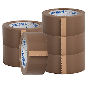 6 rollen verpakkingsplakband geruisloos PP Bernard, 48 mm x 100 m, havanna