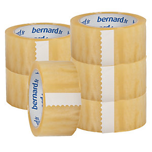 6 rollen verpakkingsplakband geruisloos PP Bernard, 48 mm x 66 m, transparant