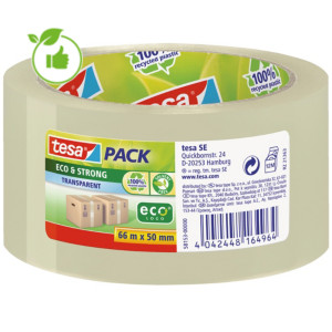 6 rubans adhésifs d'emballage écologiques Tesa en polypropylène transparent, épaisseur 56 microns, 50 mm x 66 m 6 rubans adhésifs d'emballage écologiques Tesa en polypropylène transparent, épaisseur 56 microns, 50 mm x 66 m