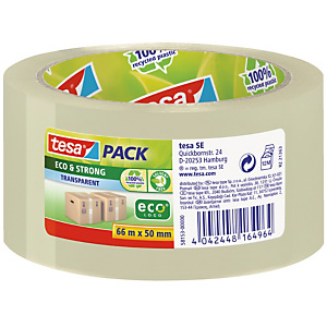 6 rubans adhésifs d'emballage écologiques Tesa en polypropylène transparent, épaisseur 56 microns, 50 mm x 66 m 6 rubans adhésifs d'emballage écologiques Tesa en polypropylène transparent, épaisseur 56 microns, 50 mm x 66 m