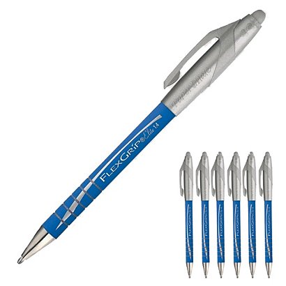 6 stylos-bille Paper Mate® Flexgrip Elite coloris Bleu - 1