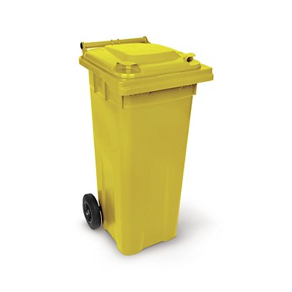 75 litre 2 wheeled wheelie bin, yellow - 1
