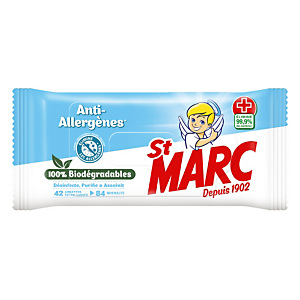 84 lingettes désinfectantes anti-allergènes St-Marc, soit 42 lingettes extra-larges 84 lingettes désinfectantes anti-allergènes St-Marc, soit 42 lingettes extra-larges