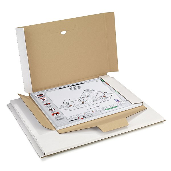 A3 postdoos met sluitklep of kleefstrip, wit microgolfkarton 43 x 31 cm - 2