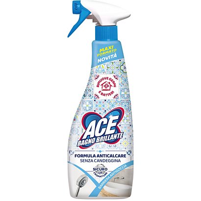 ACE Detergente Bagno Brillante, Formula Anticalcare Senza Candeggina,  Flacone spray 800 ml - Detersivi per Bagno