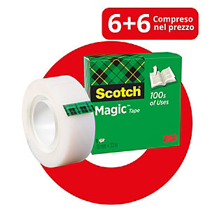 Acquistando 6 rotoli di Nastro adesivo invisibile e scrivibile Scotch® Magic™ 19 mm x 33 m, 6 sono compresi nel prezzo