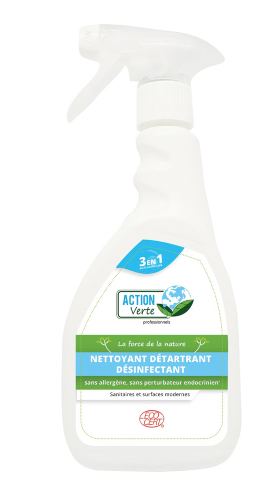Action Verte Nettoyant désinfectant détartrant écologique multi-surfaces - Spray de 500 ml