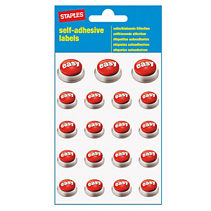 Adesivi Easy Button, Misure assortite, 19 adesivi per foglio (confezione 76 pezzi) Adesivi Easy Button, Misure assortite, 19 adesivi per foglio (confezione 76 pezzi)