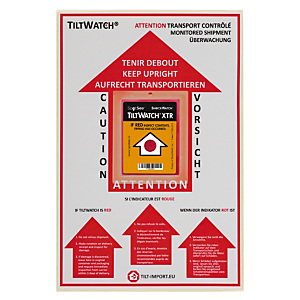 Advarselsetiket til Tiltwatch® vippeindikator Advarselsetiket til Tiltwatch® vippeindikator