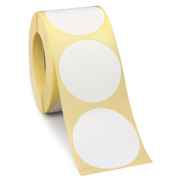 Aftagelig Papir Etiket Diameter 50mm - Hvid