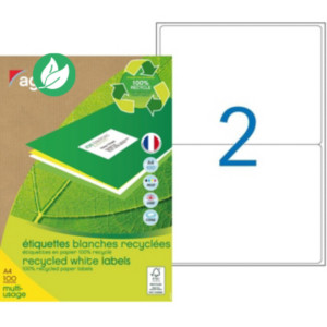 AGIPA 102650 Etiquettes blanches recyclées multi-usage 199,6 x 143,5 mm - Boîte de 200 AGIPA 102650 Etiquettes blanches recyclées multi-usage 199,6 x 143,5 mm - Boîte de 200