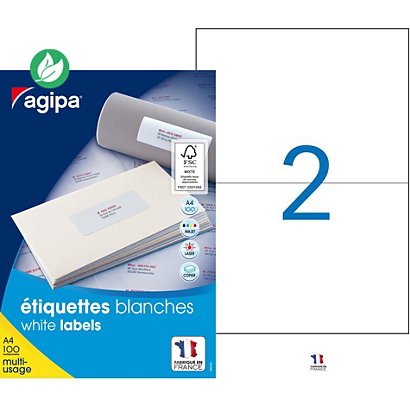 AGIPA 119016 Etiquettes blanches multi-usage 210 x 148,5 mm - Boîte de 200 - 1