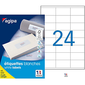 AGIPA Etiquettes blanches multi-usage 70 x 36 mm - 119011 - Boîte de 2400