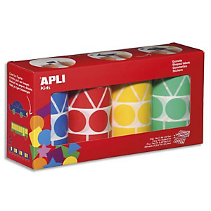 AGIPA Lot de 4 rouleaux de gommettes motifs et couleur assortis : carré, triangle, rectangle, rond AGIPA Lot de 4 rouleaux de gommettes motifs et couleur assortis : carré, triangle, rectangle, rond