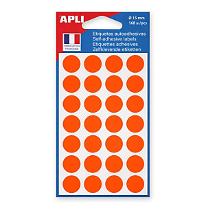 AGIPA Pastilles adhésives de couleur Ø 15 mm - Pochette de 168, coloris orange