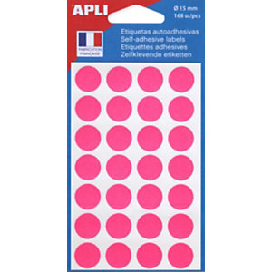 AGIPA Pastilles adhésives de couleur, Ø 15 mm - Pochette de 168, coloris rose