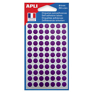 AGIPA Pastilles adhésives de couleur Ø 8 mm - Pochette de 462, coloris Violet