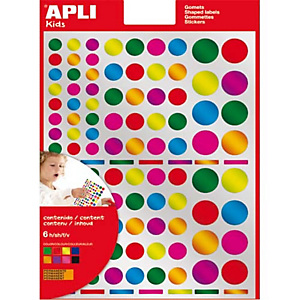 AGIPA Sachet de 6 feuilles, 624 gommettes rondes assorties métallisées adhésif permanent D1, 1,4 et 2 cm AGIPA Sachet de 6 feuilles, 624 gommettes rondes assorties métallisées adhésif permanent D1, 1,4 et 2 cm