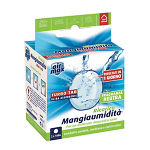 AIR MAX Ricarica Mini Tabs per kit assorbiumidità Ambiance, Fragranza Neutra (confezione 2 pezzi)