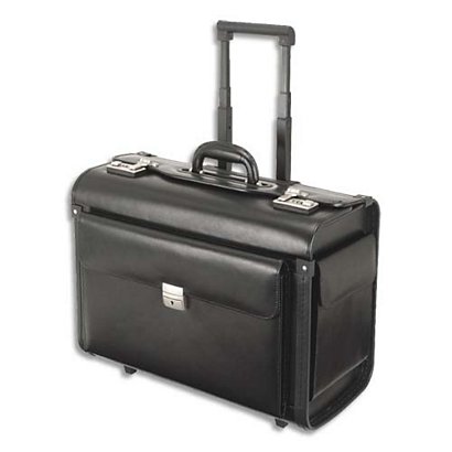 ALASSIO Pilot case classique Noir en cuir - Dimensions : L48,5 x H38,5 x P23,5 cm