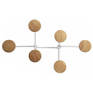Alba Design Perchero de pared de acero y madera de 6 colgadores, blanco y marrón Alba Design Perchero de pared de acero y madera de 6 colgadores, blanco y marrón