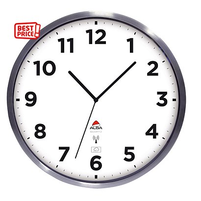Alba Horloge murale extérieure radio pilotée Hora à quartz - Diamètre 35,5 cm - Blanc - 1