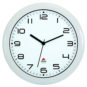 Alba Hornew Reloj analógico de pared, blanco con fondo blanco