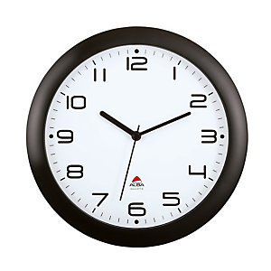 Alba Hornew Reloj analógico de pared, negro con fondo blanco