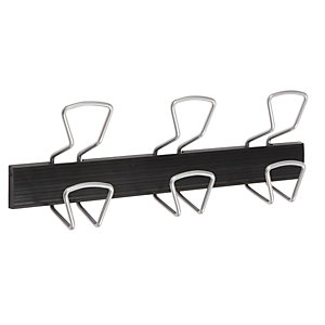 Alba Perchero de pared de metal y plástico ABS de 3 colgadores, gris y negro