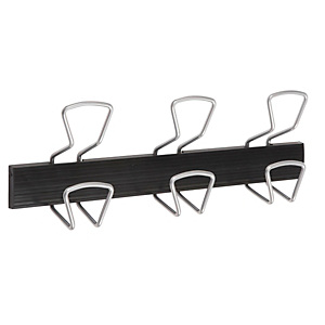 Alba Perchero de pared de metal y plástico ABS de 3 colgadores, gris y negro Alba Perchero de pared de metal y plástico ABS de 3 colgadores, gris y negro