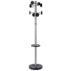 Alba Perchero de pie de acero y plástico ABS de 8 colgadores, gris y negro Alba Perchero de pie de acero y plástico ABS de 8 colgadores, gris y negro