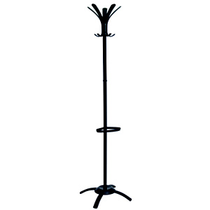 Alba Perchero de pie de metal y plástico ABS de 5 colgadores, negro Alba Perchero de pie de metal y plástico ABS de 5 colgadores, negro