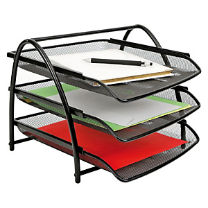 Alba Set de 3 corbeilles à courrier Meshtray, en métal Mesh noir Alba Set de 3 corbeilles à courrier Meshtray, en métal Mesh noir