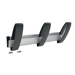 Alba Slide Perchero de pared de aluminio y ABS de 3 colgadores, gris y negro Alba Slide Perchero de pared de aluminio y ABS de 3 colgadores, gris y negro