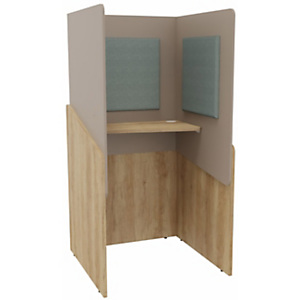 Alcôve cabine de confidentialité acoustique debout CALME Bas Chêne Nebraska - Haut Argile - Habillage Vert Alcôve cabine de confidentialité acoustique debout CALME Bas Chêne Nebraska - Haut Argile - Habillage Vert