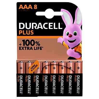 Alkalinebatterijen Duracell Plus LR03 AAA, set van 8