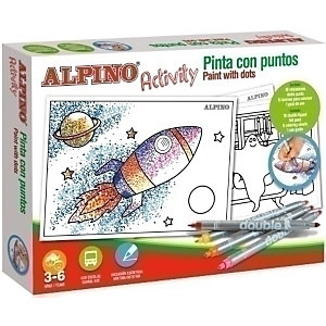 ALPINO Activity Pinta con puntos (10 rotuladores doble punta + 6 láminas colorear + Guía Uso)