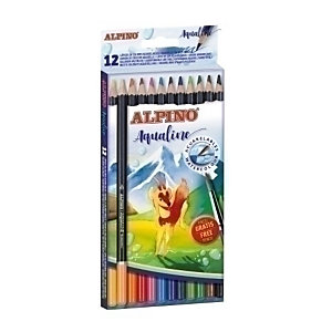 ALPINO Aqualine Lápices de colores, acuerables, hexagonal, estuche de 12, colores surtidos