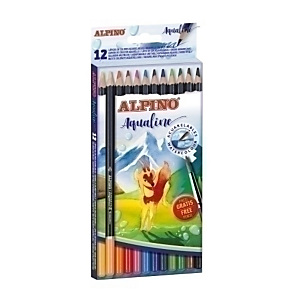ALPINO Aqualine Lápices de colores, acuerables, hexagonal, estuche de 12, colores surtidos ALPINO Aqualine Lápices de colores, acuerables, hexagonal, estuche de 12, colores surtidos