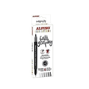 ALPINO Color Experience Calligraphy Rotulador punta de fibra, doble punta (fina/pincel), estuche de 6, colores surtidos ALPINO Color Experience Calligraphy Rotulador punta de fibra, doble punta (fina/pincel), estuche de 6, colores surtidos