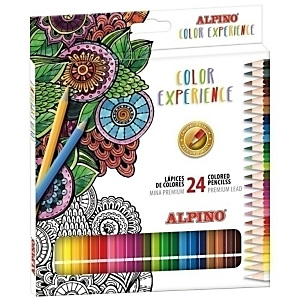 ALPINO Color Experience Lápices de colores, hexagonal, caja de 24 (Incluye libro con 120 mandalas), colores surtidos ALPINO Color Experience Lápices de colores, hexagonal, caja de 24 (Incluye libro con 120 mandalas), colores surtidos