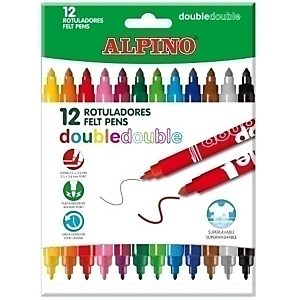 ALPINO Double Rotuladores con 2 puntas, doble punta, punta fina y gruesa, super lavables, bolsa de 12, colores surtidos ALPINO Double Rotuladores con 2 puntas, doble punta, punta fina y gruesa, super lavables, bolsa de 12, colores surtidos