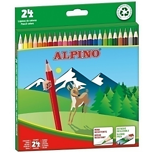 ALPINO Lápices de colores largos, hexagonal, estuche de 24, colores surtidos