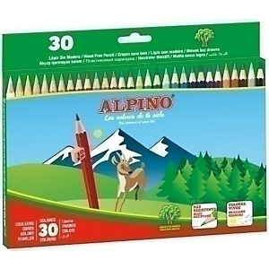ALPINO Lápices de colores largos, hexagonal, estuche de 30, colores surtidos ALPINO Lápices de colores largos, hexagonal, estuche de 30, colores surtidos
