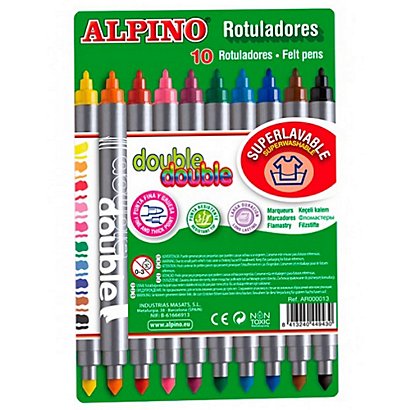 ALPINO Rotuladores con 2 puntas colores, doble punta, colores surtidos