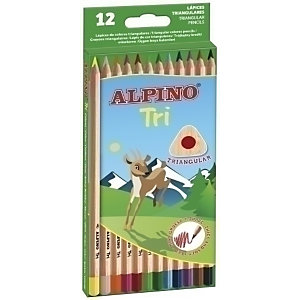 ALPINO Tri Lápices de colores, triangulares, estuche de 12, colores surtidos