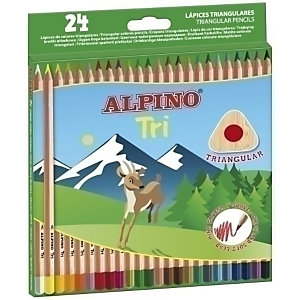 ALPINO Tri Lápices de colores, triangulares, estuche de 24, colores surtidos
