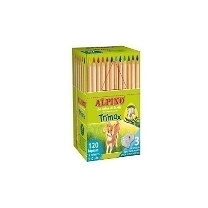 ALPINO Trimax Lápices de colores, Classbox Economy, triangualres, pack de 120 (12 colores x 10 unidades), colores surtidos