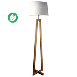 Aluminor Lampadaire Sacha - Ampoule Led E27 - 12W - Pied Bois - Abat-jour Blanc Aluminor Lampadaire Sacha - Ampoule Led E27 - 12W - Pied Bois - Abat-jour Blanc