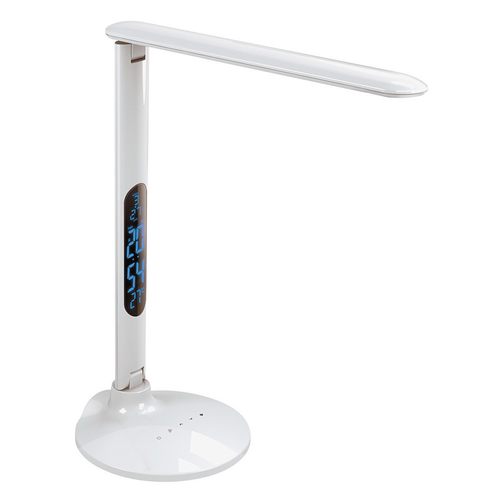 Aluminor Lampe de bureau Success - Led intégrée - 10W - Bras et tête articulés - Ecran digital - Blanc